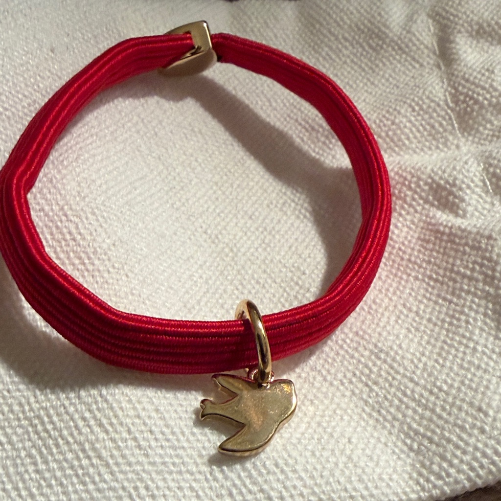 Marc By Marc Jacobs Red Bracelet With Gold Bird Charm